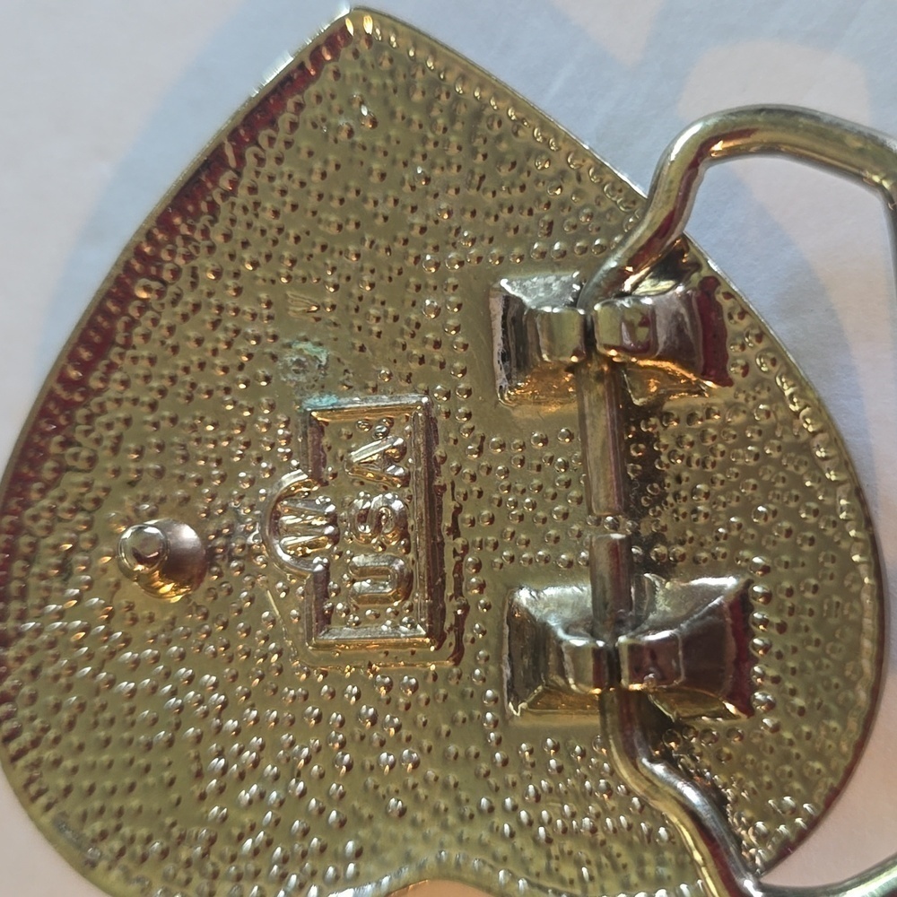 Heart Belt Buckle Gold/ Silver Floral design USA Western Bling inlay Stunning - Picture 3 of 7